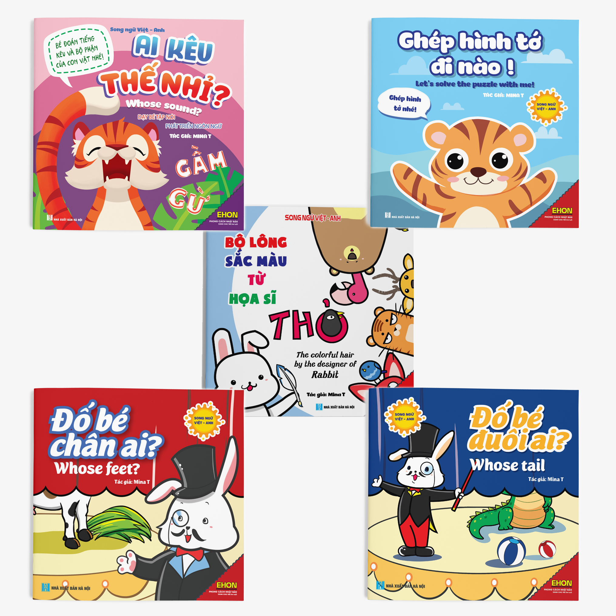 Combo 5 cuốn Ehon Động vật (Song ngữ Anh - Việt) (Dành cho bé 0 - 4 tuổi)