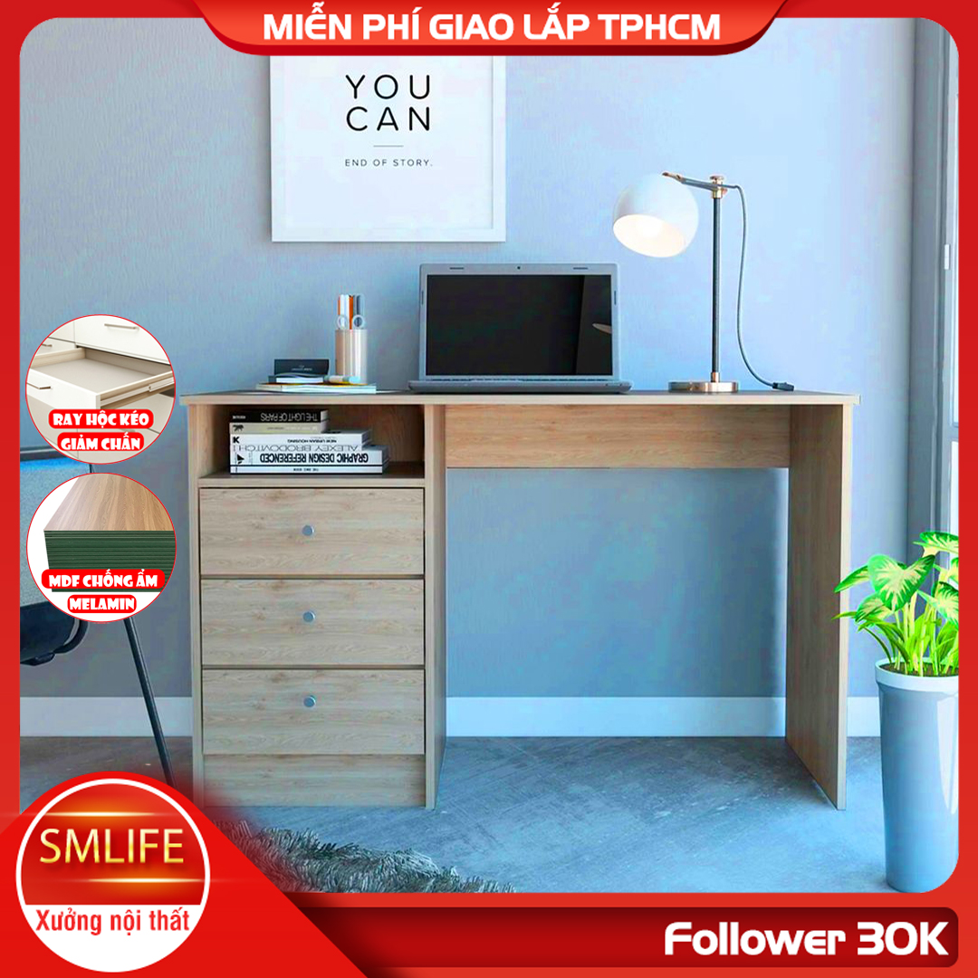 Bàn làm việc, bàn học gỗ hiện đại SMLIFE Django | Gỗ MDF dày 17mm chống ẩm | D120xR50xC75cm