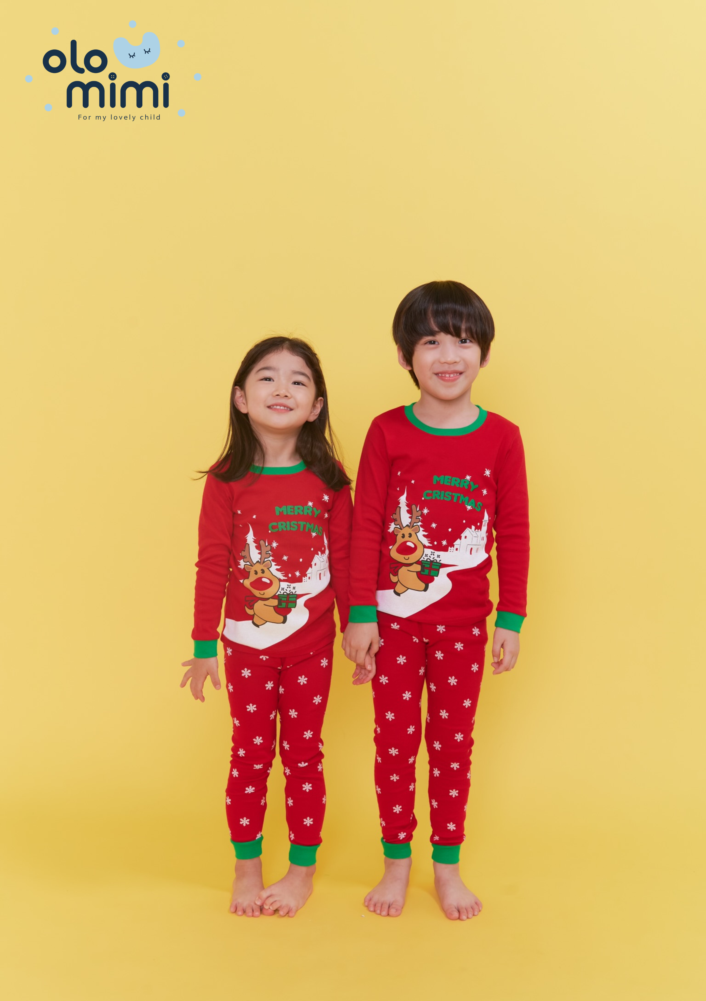 Bộ pijama dài cho bé Olomimi Hàn Quốc - Merry Rudolph