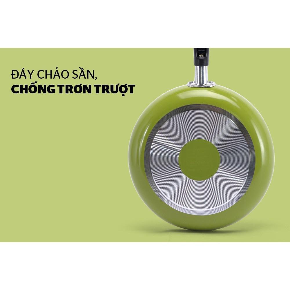 Chảo cặp nhôm trơn cạn phi 18 + 24 xanh
