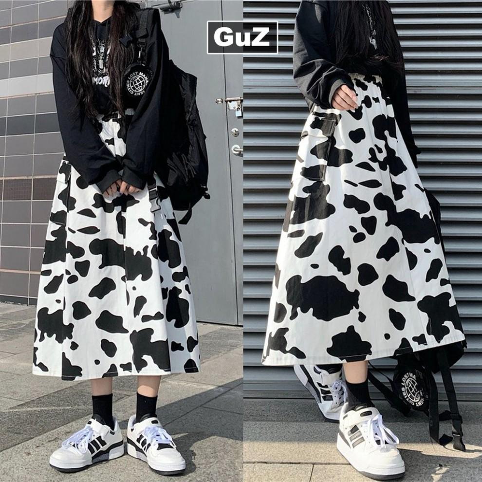 Chân váy nữ dáng dài lưng cao túi hộp hai bên loang bò sữa màu trắng TopOnestore