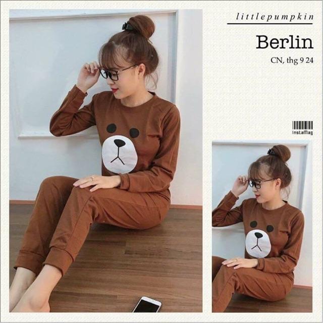 Bộ thu đông dài tau Gấu nâu