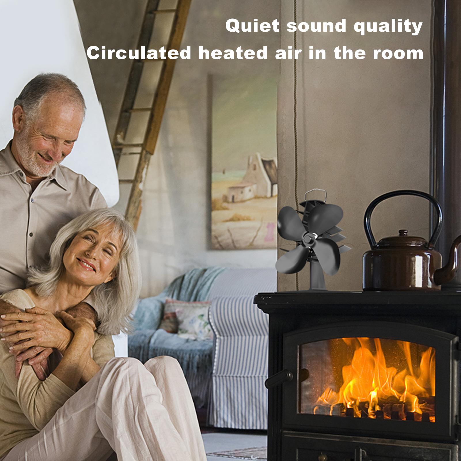 Quạt Lò Sưởi 4 Cánh Cho Cắm Trại Ngoài Trời Độ Ồn Thấp Chạy Bằng Nhiệt 750 ° F