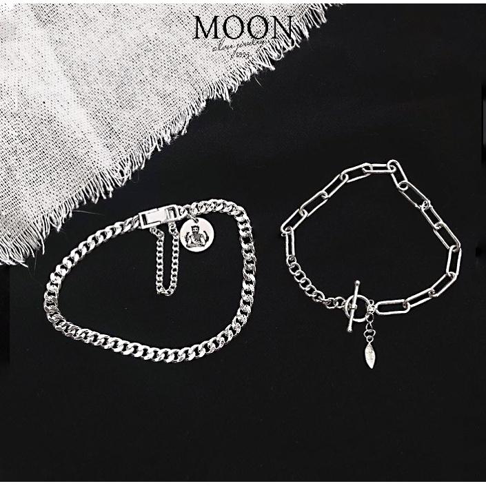 Vòng tay bạc đôi Moonsilver, lắc tay bạc couple móc khóa đặc biệt