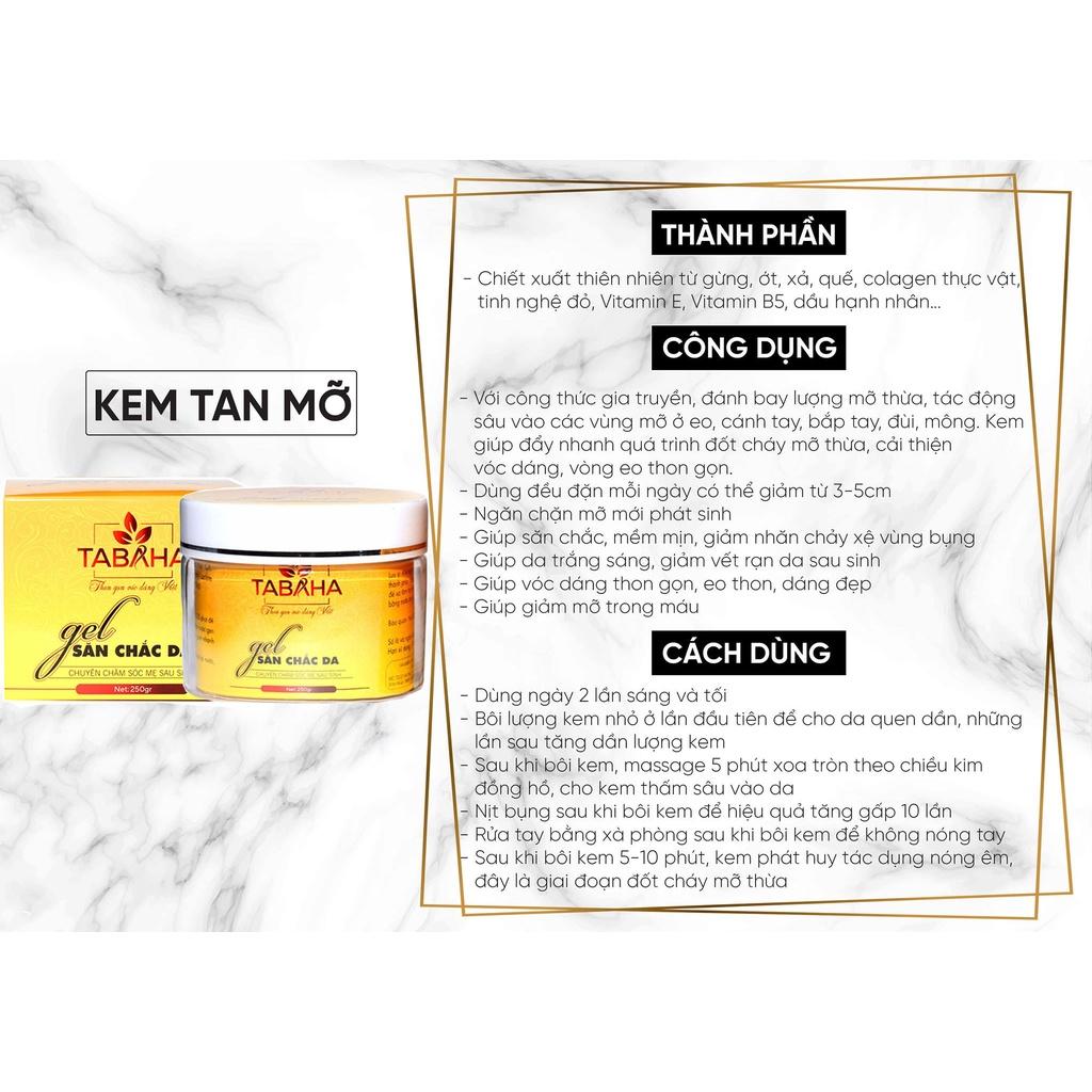 Gel Săn Chắc Da Tabaha 250g Tặng Màng Quấn Bụng Hỗ Trợ Giảm Mỡ