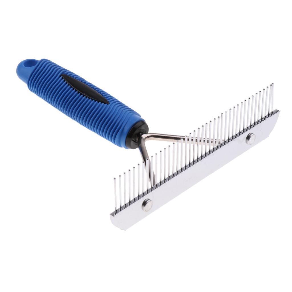 Dog Cat Hair Comb Pet Fur Knot Remove Rake Shedding Grooming Brush Blue