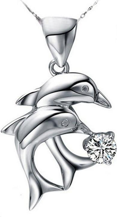 Mặt dây chuyền họa tiết cá heo đáng yêu đính kim cương giả lấp lánh thời trang
