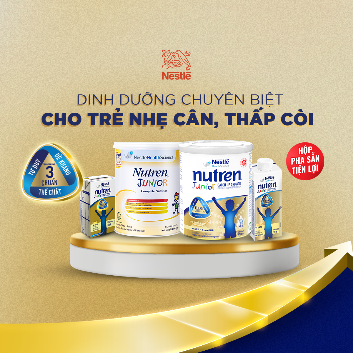 Combo 16 hộp pha sẵn Nutren Junior 110ml/hộp cho trẻ từ 1-10 tuổi tăng trưởng 3 chuẩn: Thế chất, Đề kháng, Tư duy - Tặng Bộ chì và Tập tô màu