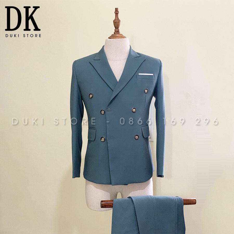 Bộ vest nam 6 cúc Hàn Quốc màu xanh cốm trẻ trung - DUKI STORE