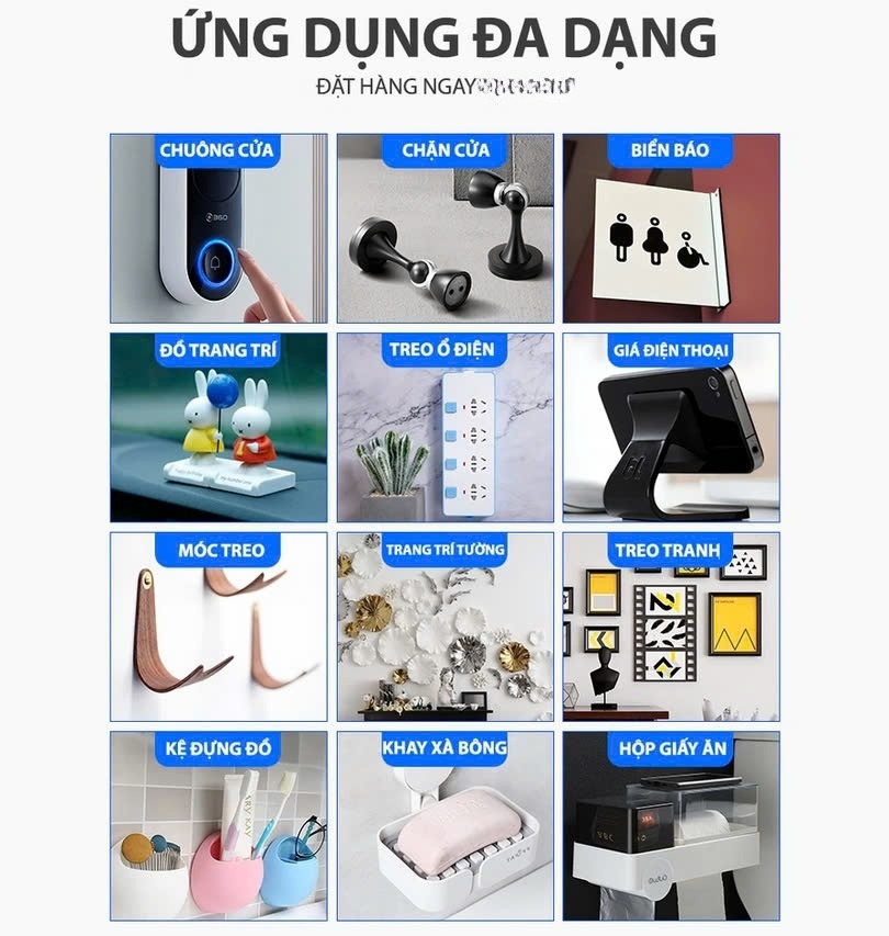 COMBO 10 MIẾNG Băng Keo 2 mặt dán siêu dính, siêu chắc, dùng dán đế Camera hành trình, dùng trong sinh hoạt gia đình 6x6cm