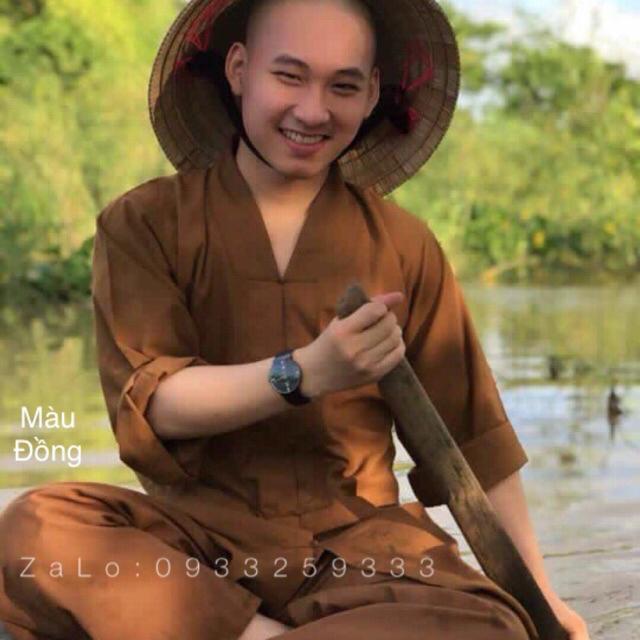 Đồ Mặc Đi Chùa La Hán Tăng Đồ Thầy - Vàng Bò Đậm, Size 10 - 65Kí