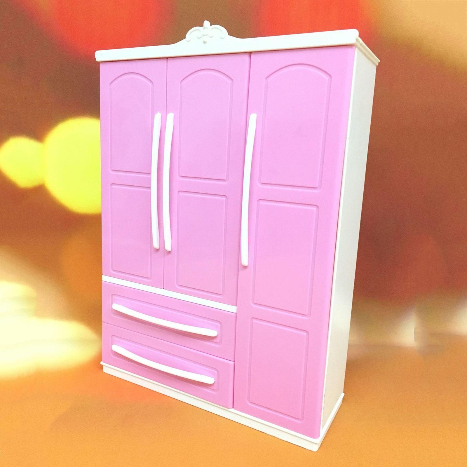 Miniature Wardrobe Closet  Dolls House Bedroom Furniture Accessory Pink