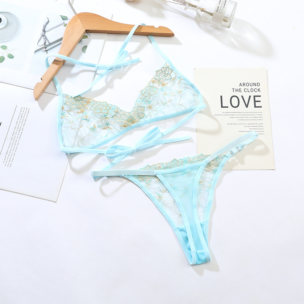 Bồ đồ lót, Set nội y ren xuyên thấu, không gọng mỏng, nhẹ, thêu hoa đầy nữ tính và gợi cảm LYEB024