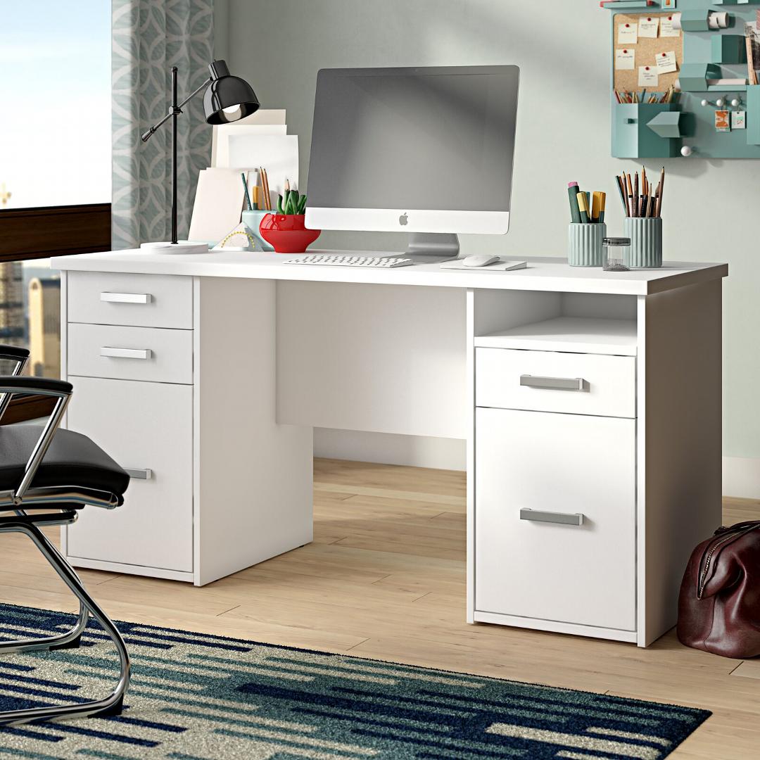Bàn làm việc, bàn học gỗ hiện đại SMLIFE Demar | Gỗ MDF dày 17mm chống ẩm | D140xR60xC75cm