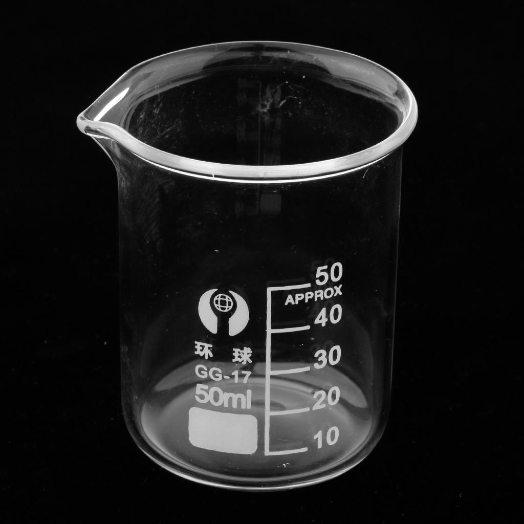 2x2PCS Laboratory Beaker Borosilicate Glass Measuring Cup Scale Beaker 50ml