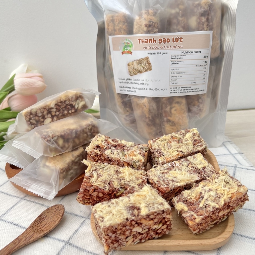 Thanh gạo lứt ngũ cốc chà bông 250g, siêu hạt, giàu dinh dưỡng, hỗ trợ Ăn Kiêng, Giảm Cân hiệu quả