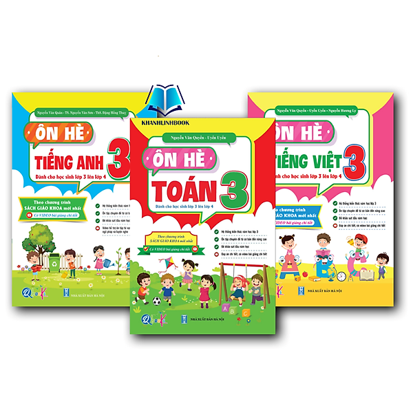 Sách - Combo 3c Ôn Hè Toán + Tiếng Việt + Tiếng anh - Dành cho học sinh lớp 3 lên lớp 4
