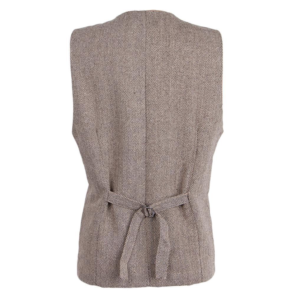 Men's Herringbone Tweed Suit Vest Slim Fit Waistcoat Groom Formal Vest