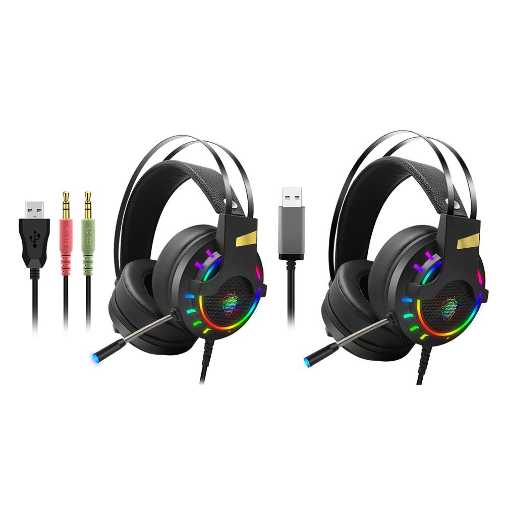 Dây Đai Có Thể Điều Chỉnh Cho Máy Tính K3 3.5Mm USB 7.1 Có Dây Tai Nghe Chơi Game RGB Tai Nghe Over-Ear Kèm Micro