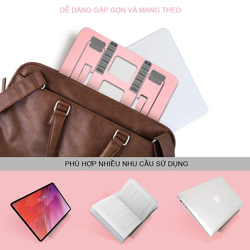 Giá Đỡ Máy Tính, Đế Tản Nhiệt Dành Cho Laptop, ipad, Máy Tính Bảng, Chất Liệu Hợp Kim Nhôm Cao Cấp. Chống Mỏi Cổ, Vai Gáy - Hàng Chính Hãng DKB