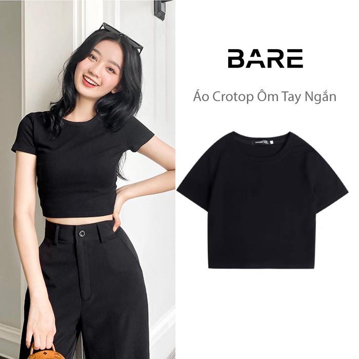 Áo croptop nữ ôm cổ tròn basicvải mềm êm đẹp - A0118