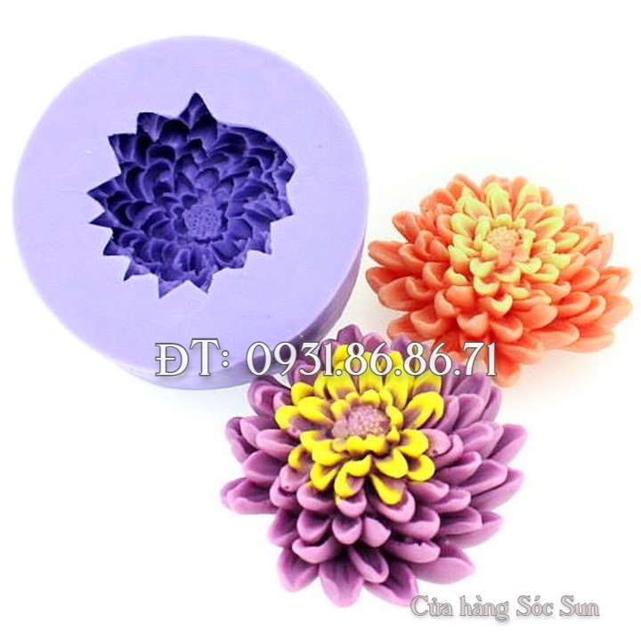 Bộ 6 khuôn silicon hoa mẫu đơn, cúc đại đoá, hoa hồng, cẩm chướng, bông dừa cạn và lá - Mã số 1169
