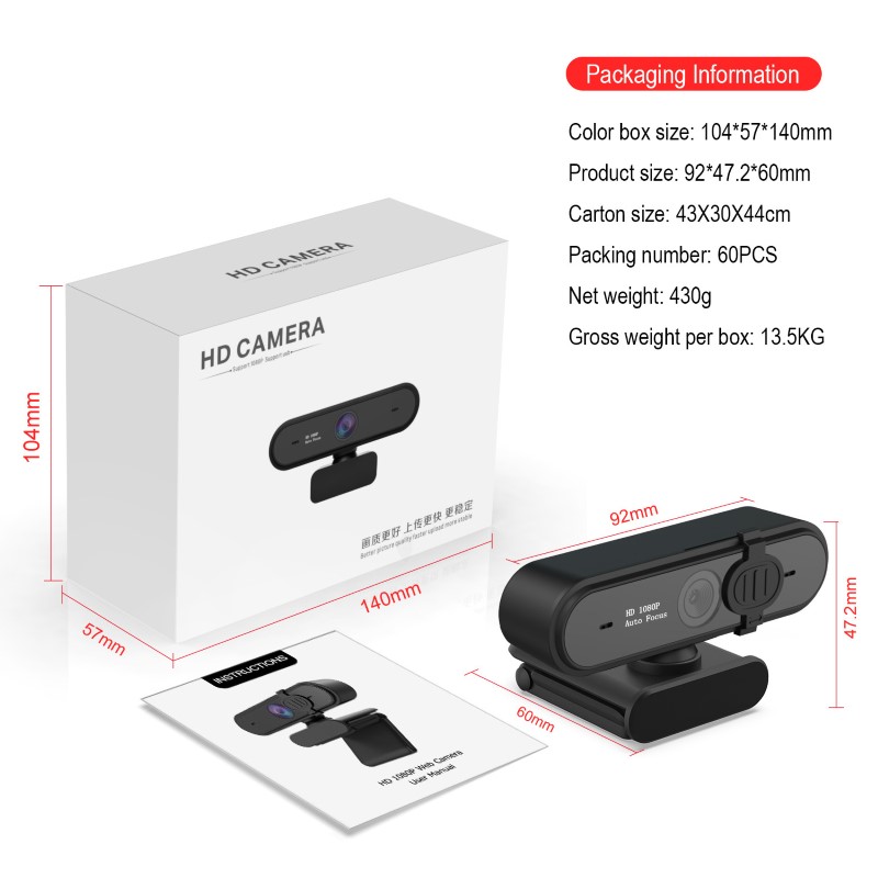 Webcam HXSJ S6 Auto Focus Góc  Rộng 1080P - hàng nhập khẩu