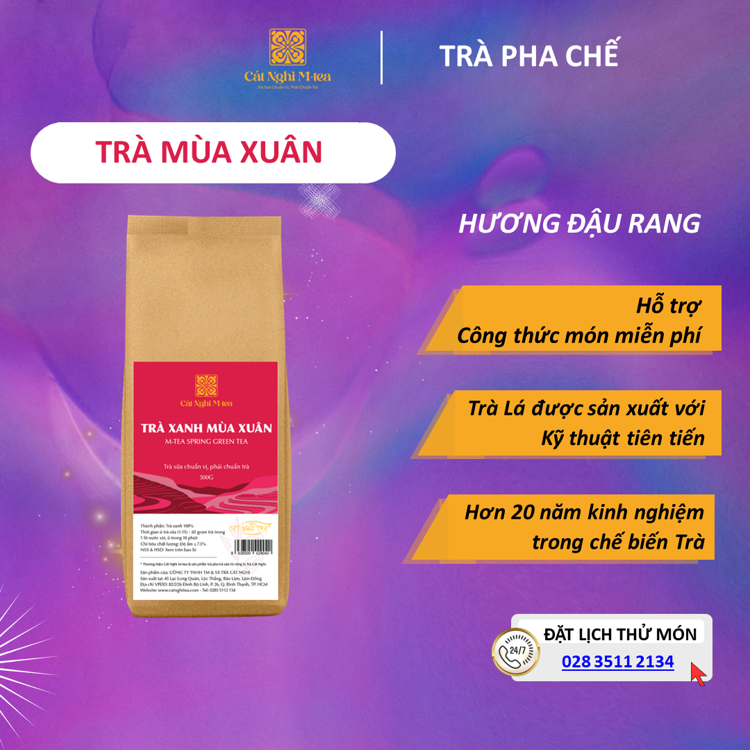 Trà Mùa Xuân  Trà Xanh CAT NGHI TEA, Nguyên liệu chuẩn pha trà sữa nướng thơm ngon