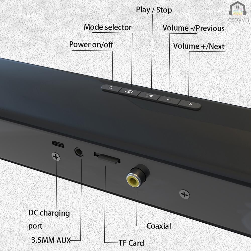 Loa không dây kết nối BT 5.0 kèm điều khiển AUX 2000mAh có thể sạc lại cho TV 3D