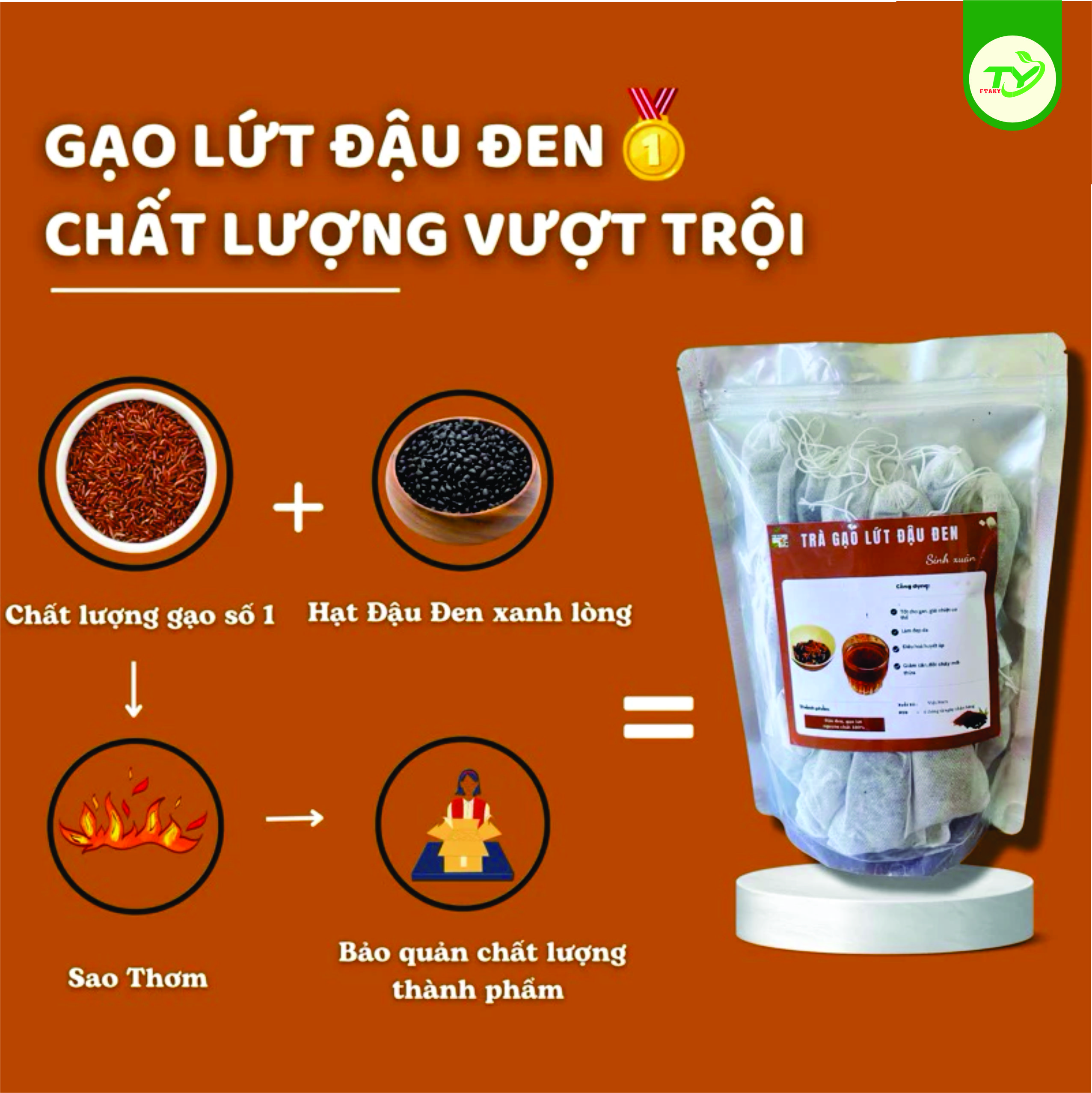 Trà Gạo Lứt Đậu Đen Túi Lọc Sao Thơm, Hỗ Trợ GiảmCân, Làm Đep Da, Chống Lão Hoá, Tiểu Đường