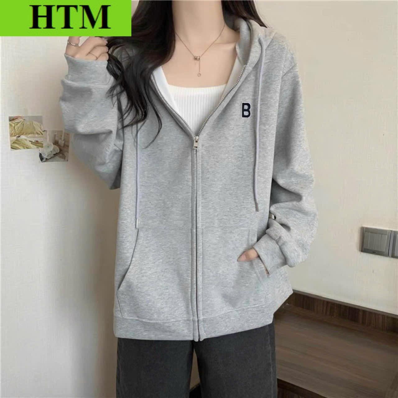 [FREESHIP] Áo Khoác Cardigan Nữ Với Chất Áo Form Rộng Và Dày Dặn Có In Chữ B Bao Sắc Nét Có Mũ Trùm Đầu Áo Đẹp Hàng Hot Trend HTM FASHION - xám