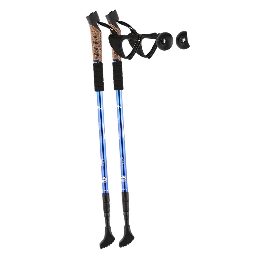 2pcs Folding Trekking Walking Hiking Sticks Poles Camping Cane Bag