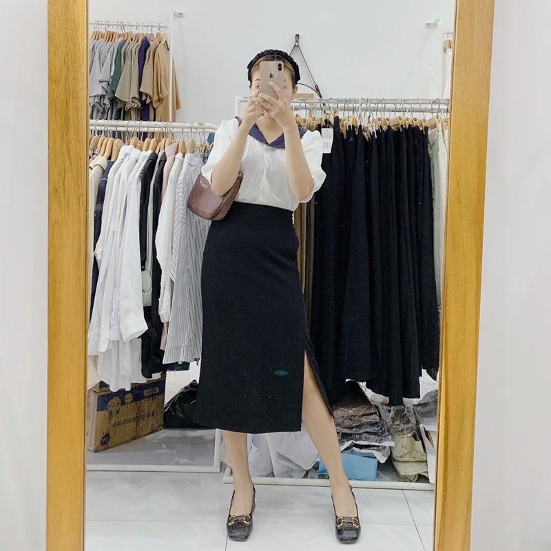 Áo cổ sen phối màu chất voan mềm