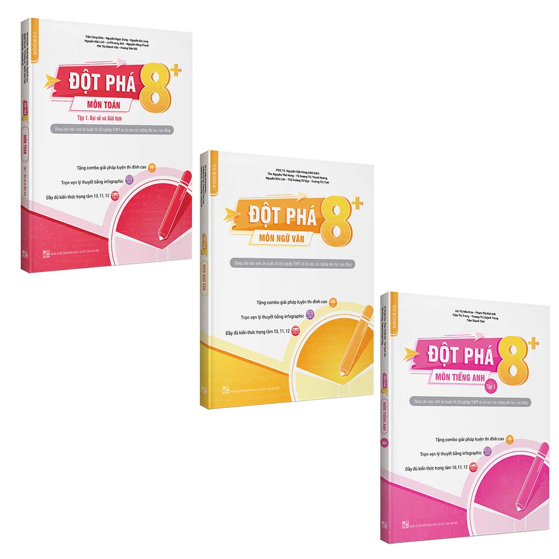 Combo Đột phá 8+ Môn Toán tập 1, Ngữ văn, Tiếng anh