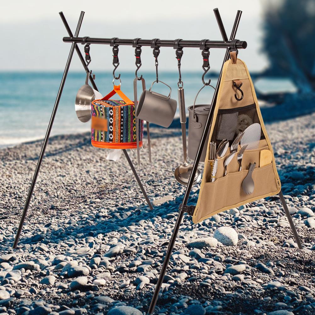 Outdoor Tent Camping Aluminum Portable Tripod Folding Shelf Tourist Drying Rack Camping Hanger