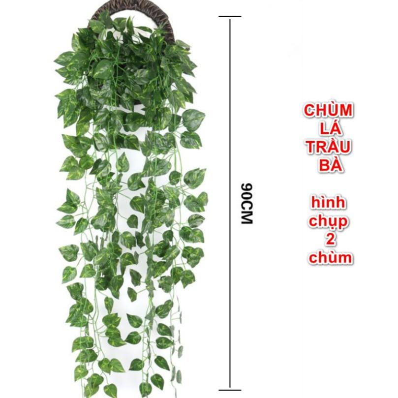 Chùm lá xanh giả trang trí không kèm bình treo