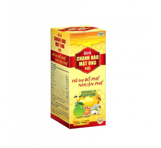 Combo 2 Chai Siro Chanh Đào Mật Ong HD giảm ho, giảm đờm, đau rát cổ họng - Chai 100ml