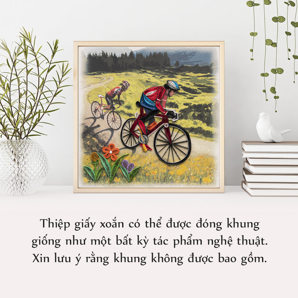 Thiệp Giấy Xoắn Chủ Đề Con Người - Chạy Xe Đạp - CNP1503