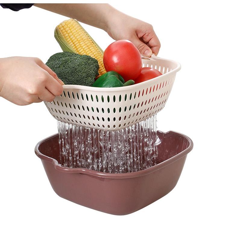 Bộ 6 chậu rửa kèm rổ nhựa chất liệu nhựa siêu bền đựng đồ đa năng có lỗ thoát nước