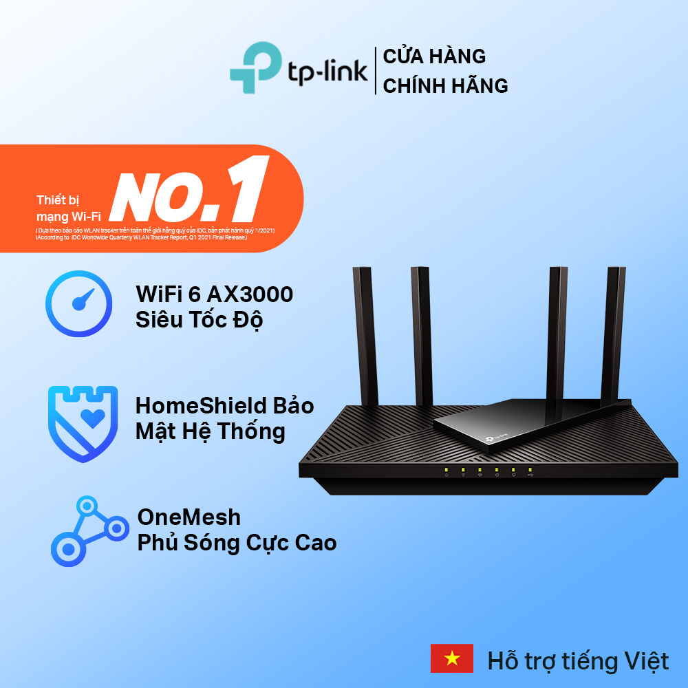 Bộ Phát Wifi TP-Link Archer AX55 Chuẩn Wi-Fi 6 AX3000 - Hàng Chính Hãng