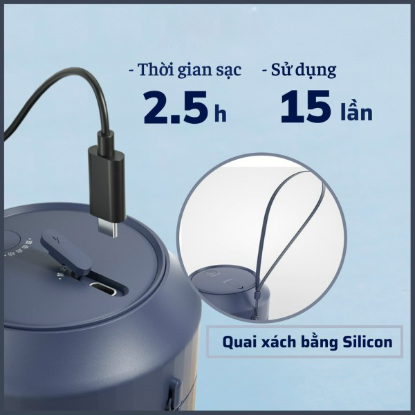 Máy xay sinh tố cầm tay chính hãng AHAHOME dung tích 450ml pin 3000mah công suất 50W