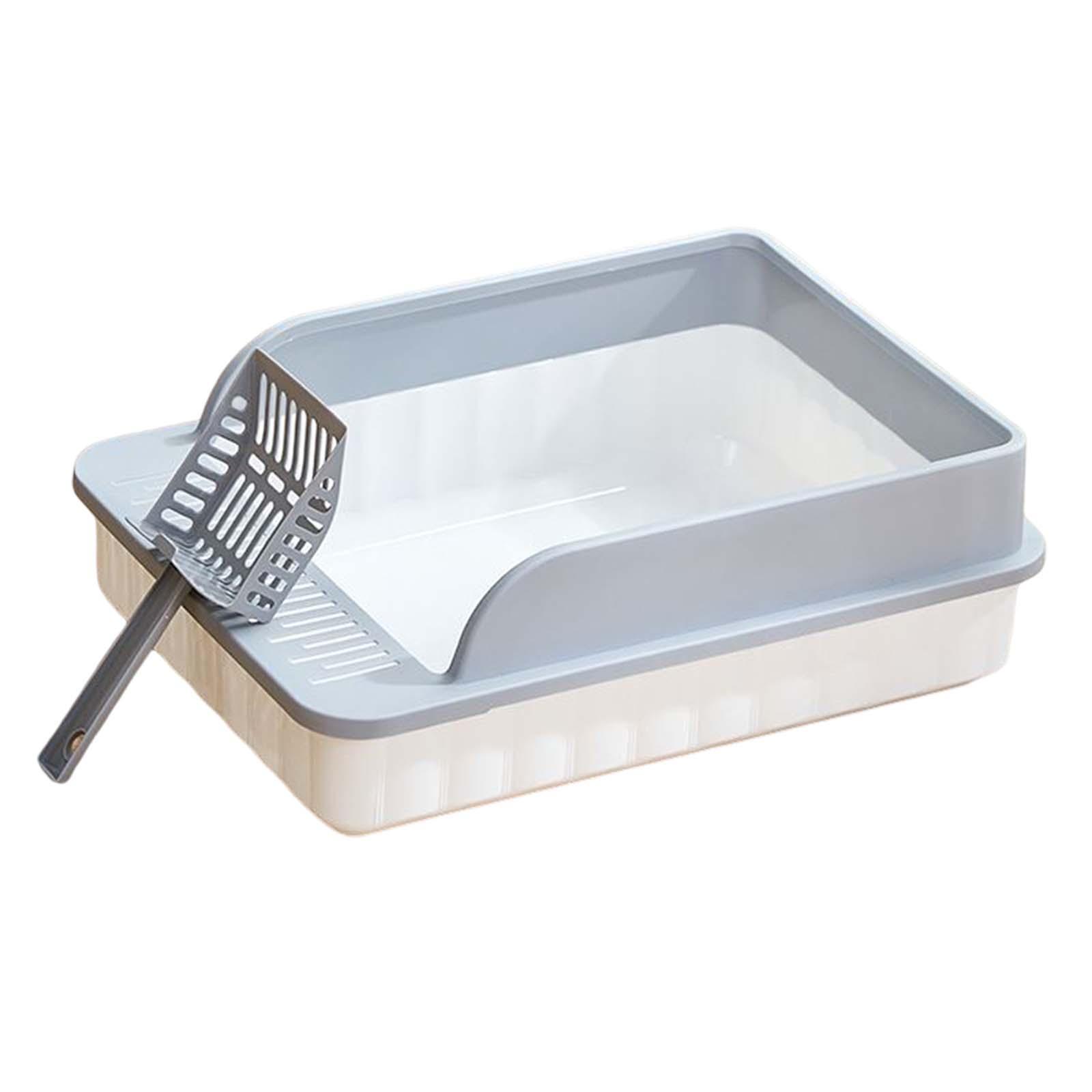 Semi Closed Cat Litter Box Durable Pet Litter Tray Cat Toilet Litter Pan