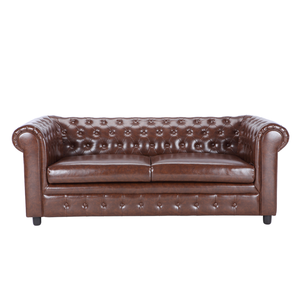 Ghế sofa 3 chỗ BASELLO/P khung gỗ, đệm bọc da PVC cao cấp nâu bóng sang trọng | Index Living Mall - Phân phối độc quyền tại Việt Nam