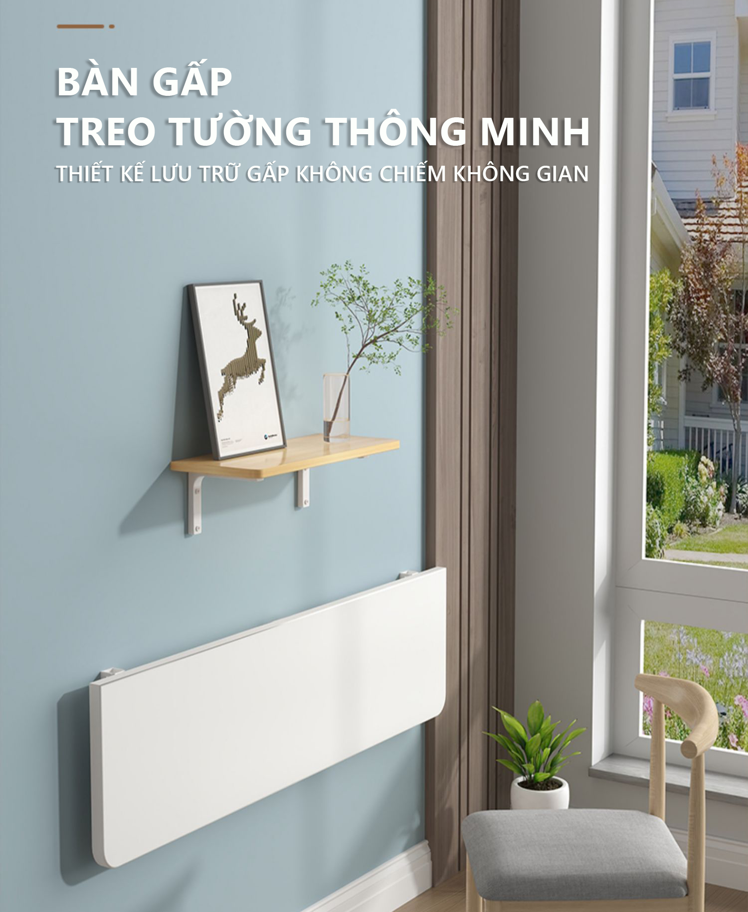 Bàn học gấp gọn thông minh có khe để đồ tiện dụng thương hiệu IGA -  GP302
