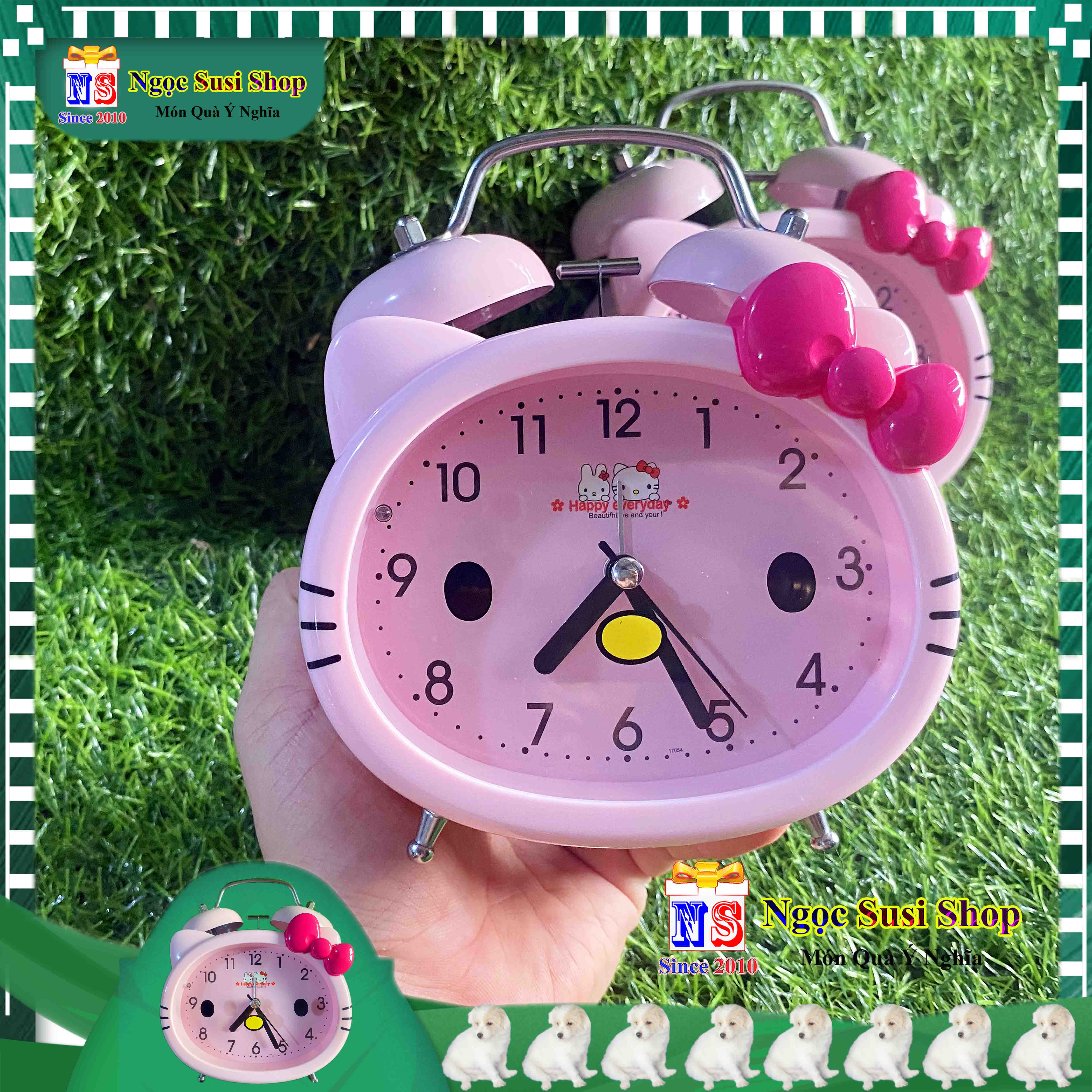 [RẤT BỀN] ĐỒNG HỒ MÈO HELLO KITTY 2 CHUÔNG SIÊU ĐẸP SIZE LỚN - DÙNG ĐỂ BÁO THỨC ĐỂ BÀN