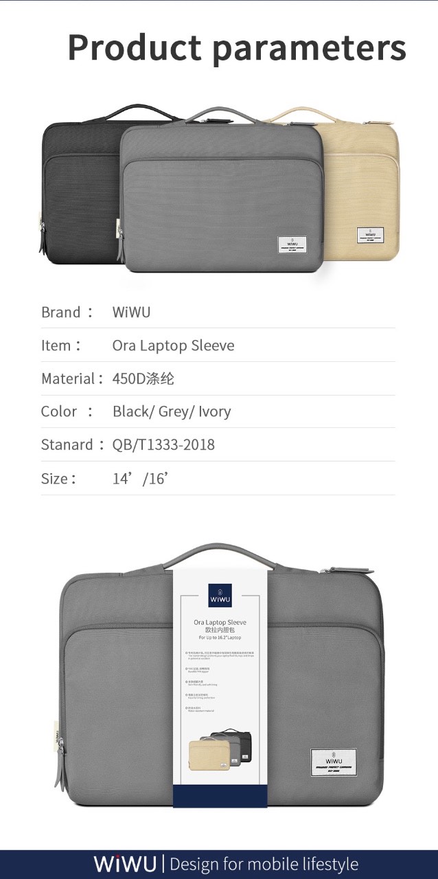 Túi Wiwu Ora Laptop Sleeve Dành Cho Macbook, Máy Tính Bảng Chống Thấm Nước, Tránh Va Đập - Hàng Chính Hãng