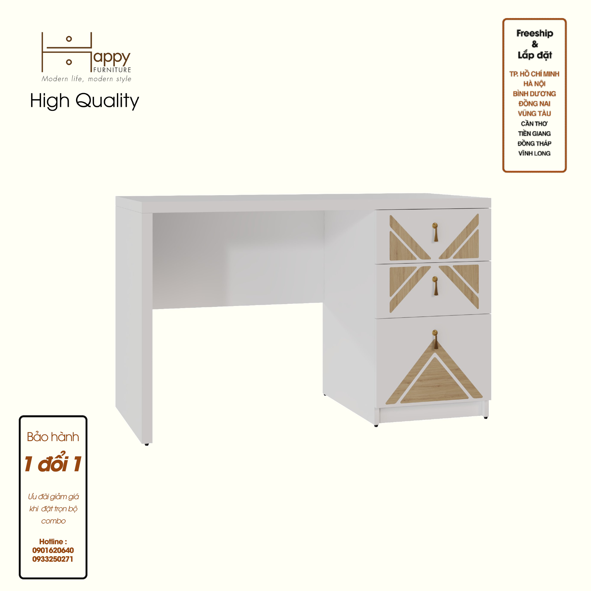 [Happy Home Furniture] CHARIS, Bàn làm việc 3 ngăn kéo, 120cm x 55cm x 75cm ( DxRxC), BAN_068