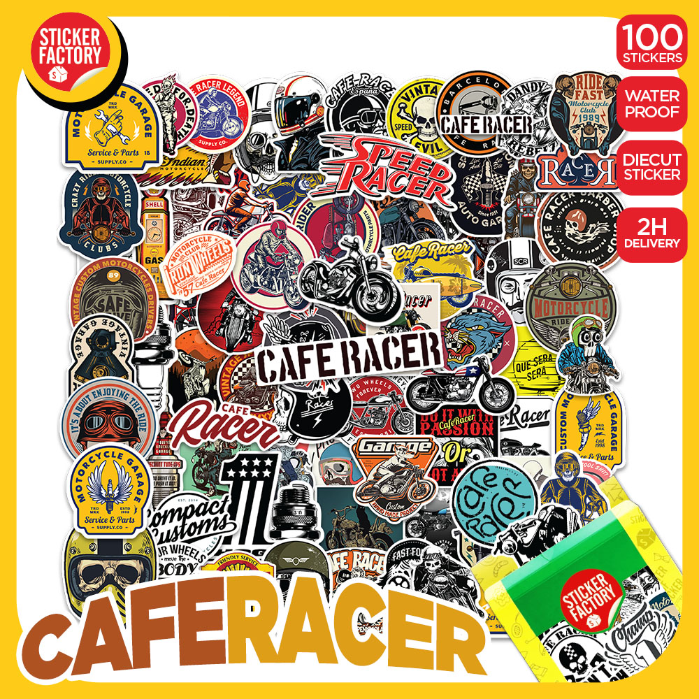 Cafe Racer - Set 100 sticker decal hình dán nón bảo hiểm, laptop, xe máy, ô tô - STICKER FACTORY
