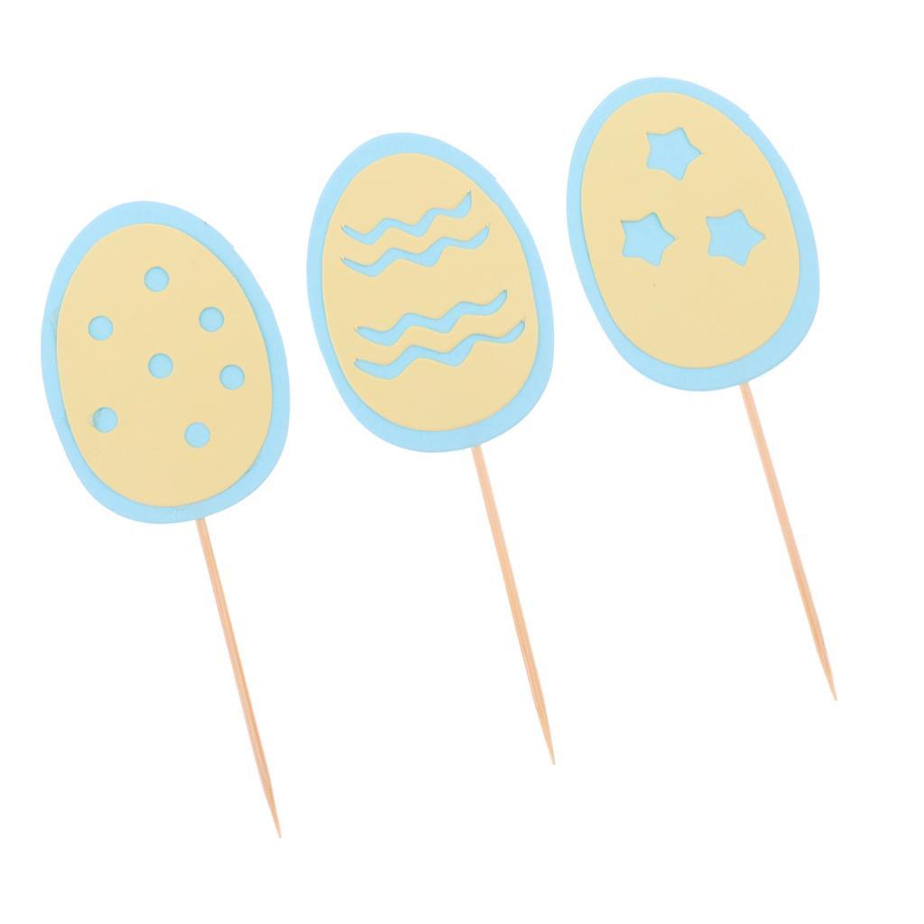 3pcs/Set Happy Easter Eggs Cupcake Picks Cake Topper Easter Decor