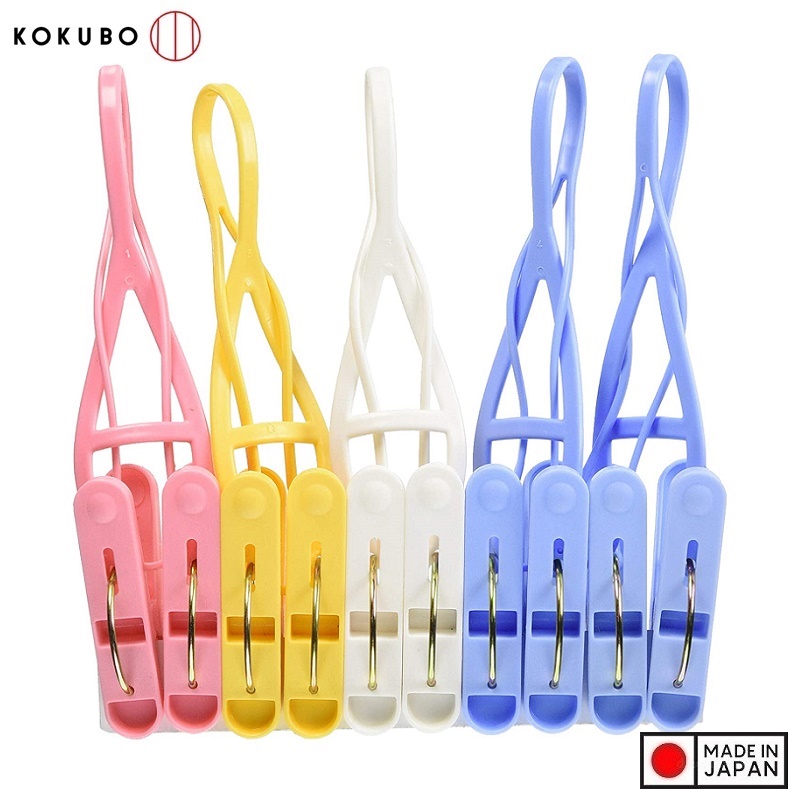 Set 10 kẹp quần áo có dây treo tiện lợi Kokubo Color Cruise - Hàng nội địa Nhật Bản nhập khẩu